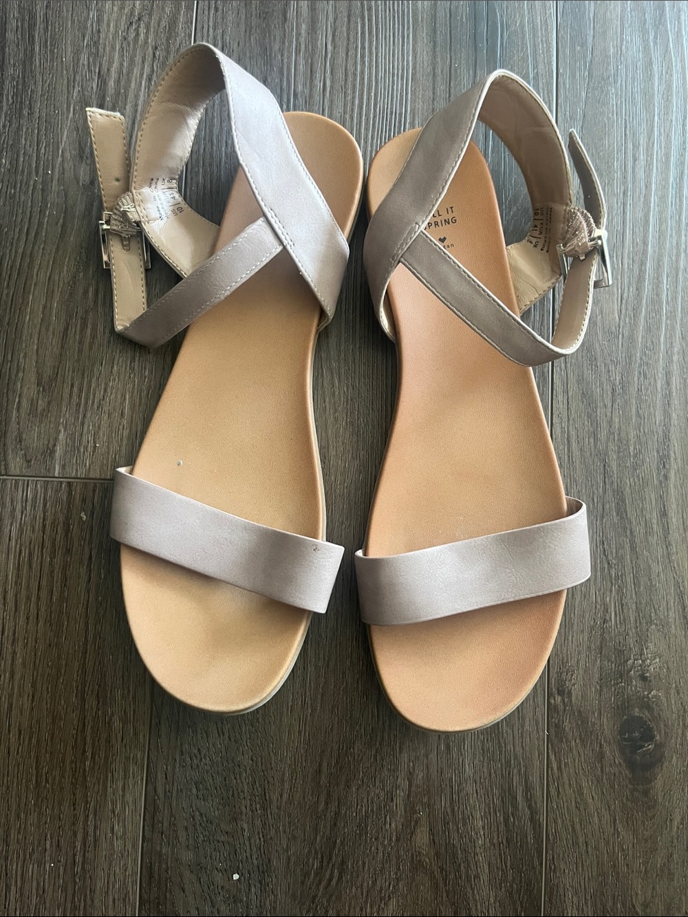Call It Spring Women's Taupe Strappy Flat Sandals